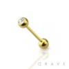 GOLD PVD PLATED OVER 316L SURGICAL STEEL BARBELL WITH PRESS FIT COLOR GEM